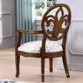 Fabric Upholstered Hand Carved Frame Arm Chair